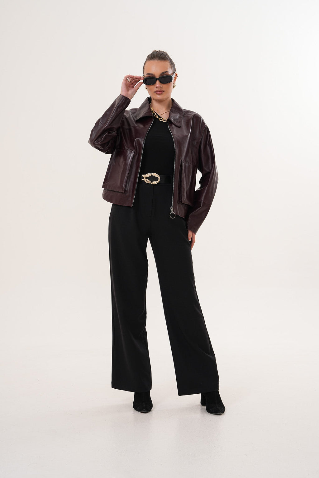 The Elvoria Reversible Burgundy Leather Jacket