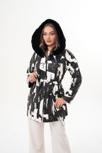The Prisma Black & White Leather Women Jacket