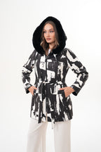 The Prisma Black & White Leather Women Jacket