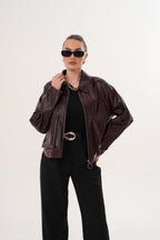 The Elvoria Reversible Burgundy Leather Jacket