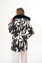 The Prisma Black & White Leather Women Jacket
