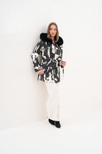 The Prisma Black & White Leather Women Jacket