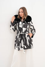 The Prisma Black & White Leather Women Jacket