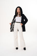 The Prisma Black & White Leather Women Jacket