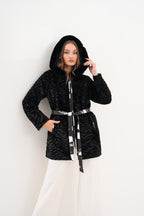 The Prisma Black & White Leather Women Jacket