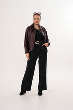 The Ravelyn Burgundy Leather Women Jacket