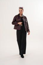 The Ravelyn Burgundy Leather Women Jacket
