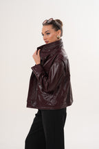 The Ravelyn Burgundy Leather Women Jacket