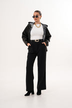 The Calyra Reversible Leather Women Jacket – Black