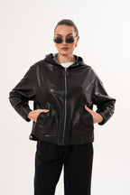 The Calyra Reversible Leather Women Jacket – Black