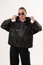 The Calyra Reversible Leather Women Jacket – Black