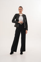 The Nyvessa Black Leather Women Jacket