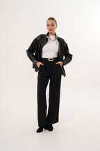 The Ravessa Reversible Black Leather Women Jacket