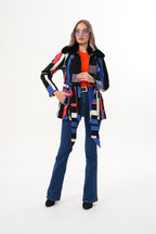 The Mirage Geo Pattern Leather Women Jacket
