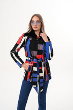 The Mirage Geo Pattern Leather Women Jacket