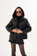 The Felina Black Leather Women Jacket