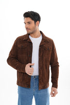The Azzuro Suede Brown Leather Jacket