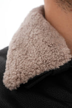 The Sarnico Black Shearling Collar Leather Jacket