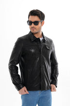 The Mantua Black Pebbled Leather Jacket