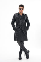 The Firenze Black Leather Men Leather Trench Coat Jacket
