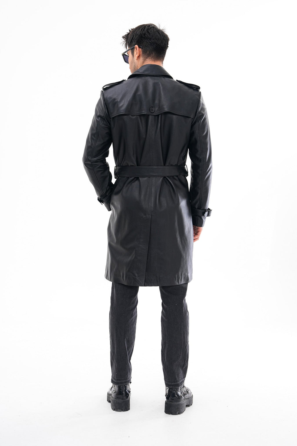 The Firenze Black Leather Men Leather Trench Coat Jacket