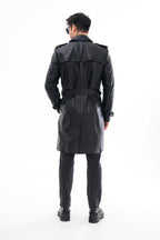 The Firenze Black Leather Men Leather Trench Coat Jacket