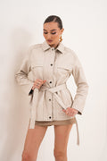 The Eira Cream Leather Women Jacket