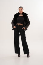 The Elvaris Dark Chocolate Leather Women Jacket with Fur Collar