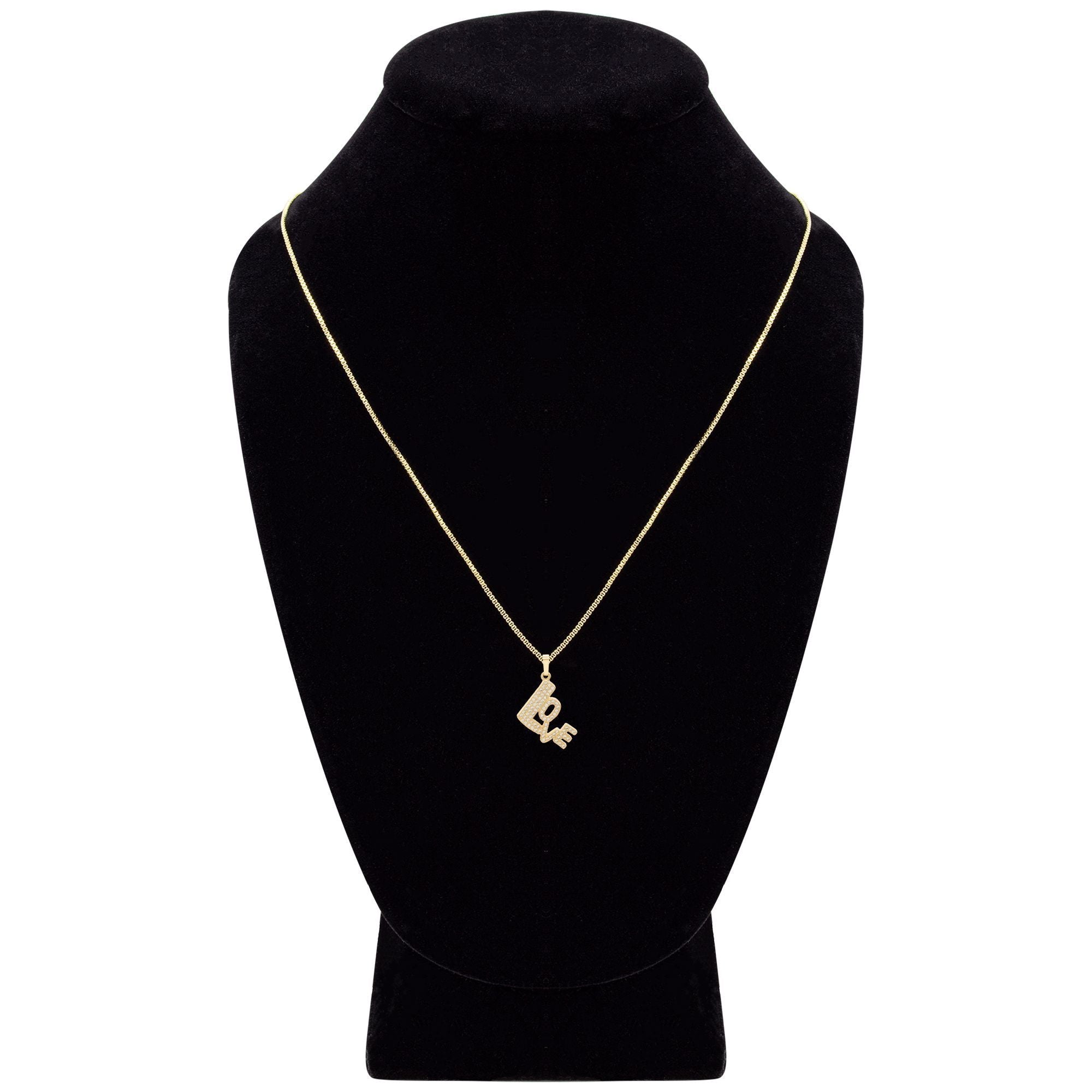 Cubic Zirconia 14K Gold Filled Love Pendant Necklace Set