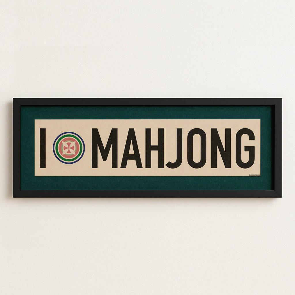 Framed I Love Mahjong Art Scroll Sign