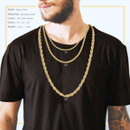 14K Gold Plated Rope Chain Twisted Link Necklace for Men 18" 20" 24" 30" Length | 2 mm - 7 mm Width