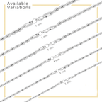 Silver Rope Chain Twisted Link Necklace for Men 18" 20" 24" 30" Length | 2 mm - 7 mm Width