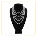 Silver Rope Chain Twisted Link Necklace for Men 18" 20" 24" 30" Length | 2 mm - 7 mm Width