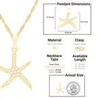 Ocean Starfish Cubic Zirconia Pendant With Necklace Set 14K Gold Filled