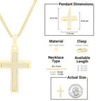 CZ Stone Bordered Cross Cubic Zirconia Pendant With Necklace Set 14K Gold Filled