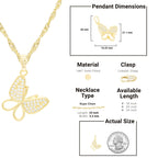 CZ Butterfly Cubic Zirconia Pendant With Necklace Set 14K Gold Filled