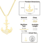 Anchor Cross Cubic Zirconia Pendant 14K Gold Filled Necklace Set