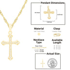 Cross Pendant Cubic Zirconia 14K Gold Filled Chain Necklace Set