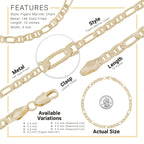 14K Gold Filled Anklet Diamond Cut Figaro Chain Anklet 10" Women Jewelry