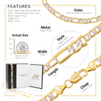 Figaro Chain 14K Gold Filled Bracelet 8.5" Lobster Claw Clasp Jewelry Gift for Men