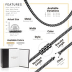 Black Cuban Link Chain Necklace 30" Bracelet 8.5" Stainless Steel Set For Men