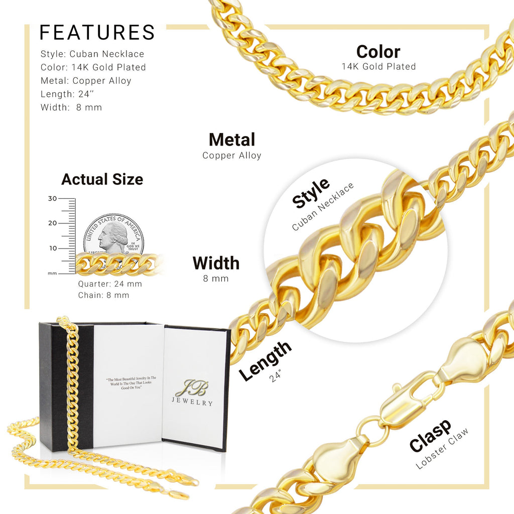 Cuban Link 14K Gold Filled Necklace 24" For Men