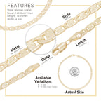 14K Gold Filled Anklet Diamond Cut Two Tone Mariner Chain Anklet 10"  Women Jewelry