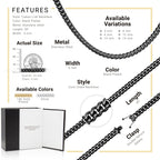 Black Cuban Link Stainless Steel Necklace 30"