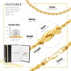 Rope Chain 14K Gold Filled Bracelet 8.5" Set Lobster Claw Clasp Men Jewelry 5 mm 6 mm