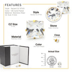 Cubic Zirconia Square 14K Gold Filled Stud Earrings Stainless Steel Jewelry Men Women