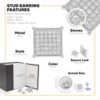Square 11 Cubic Zirconia Earrings 14K Gold Filled Silver Hip Hop Studs Jewelry Women Men