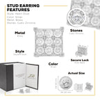 Square 13 Cubic Zirconia Earrings 14K Gold Filled Silver Hip Hop Studs Jewelry Women Men