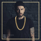 Cuban Link 14K Gold Plated Necklace 30" For Men