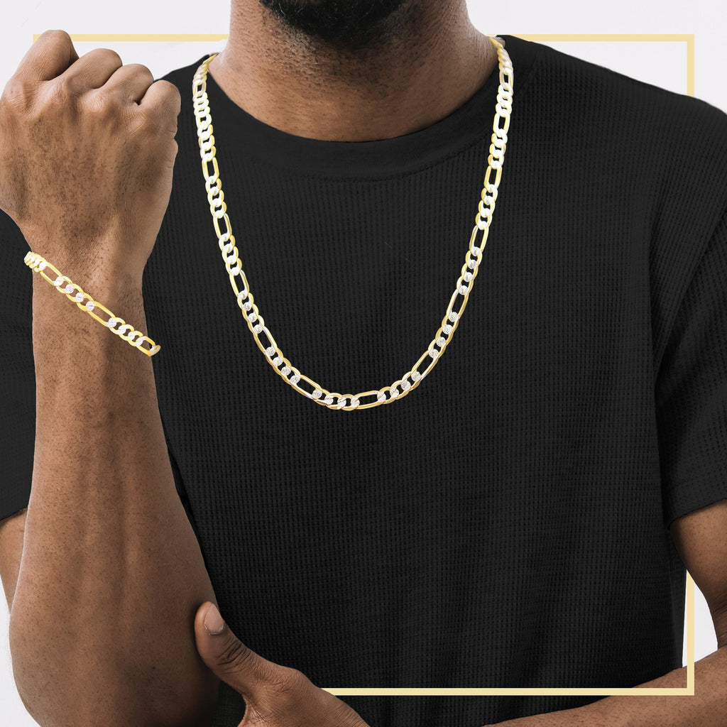 14K Gold Filled Figaro Chain Necklace 24" Bracelet 8.5" Set